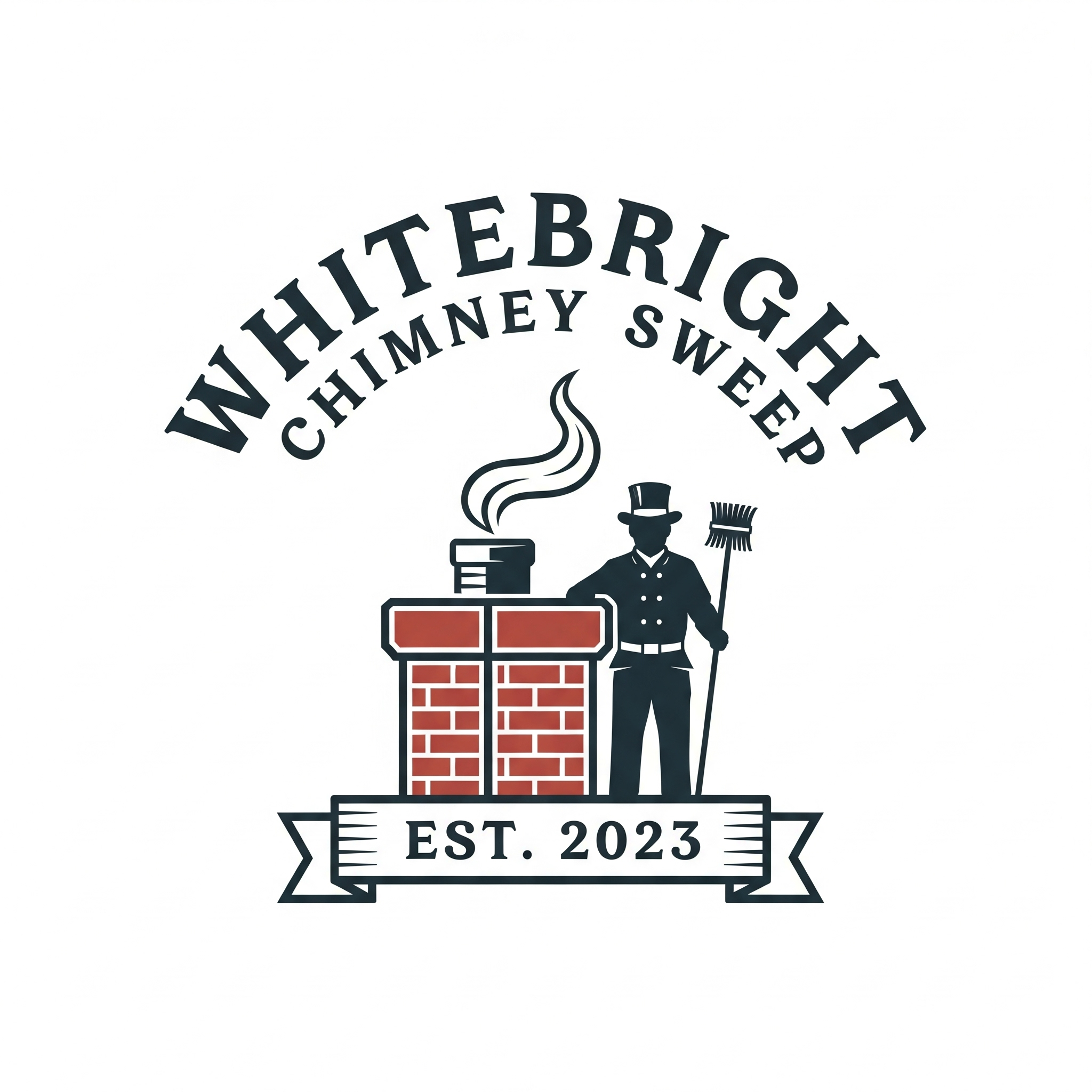 White Bright Chimney Sweep Logo